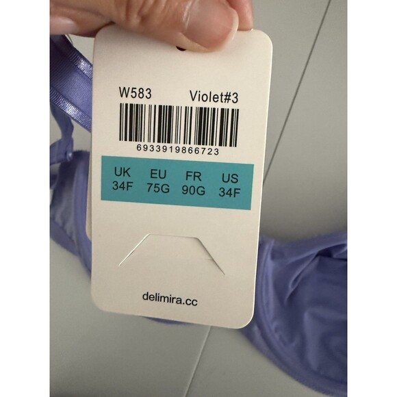 Delimira Minimizer Support Bra 34F Lined Smoothing Underwire Lilac Womens New - Picture 5 of 7